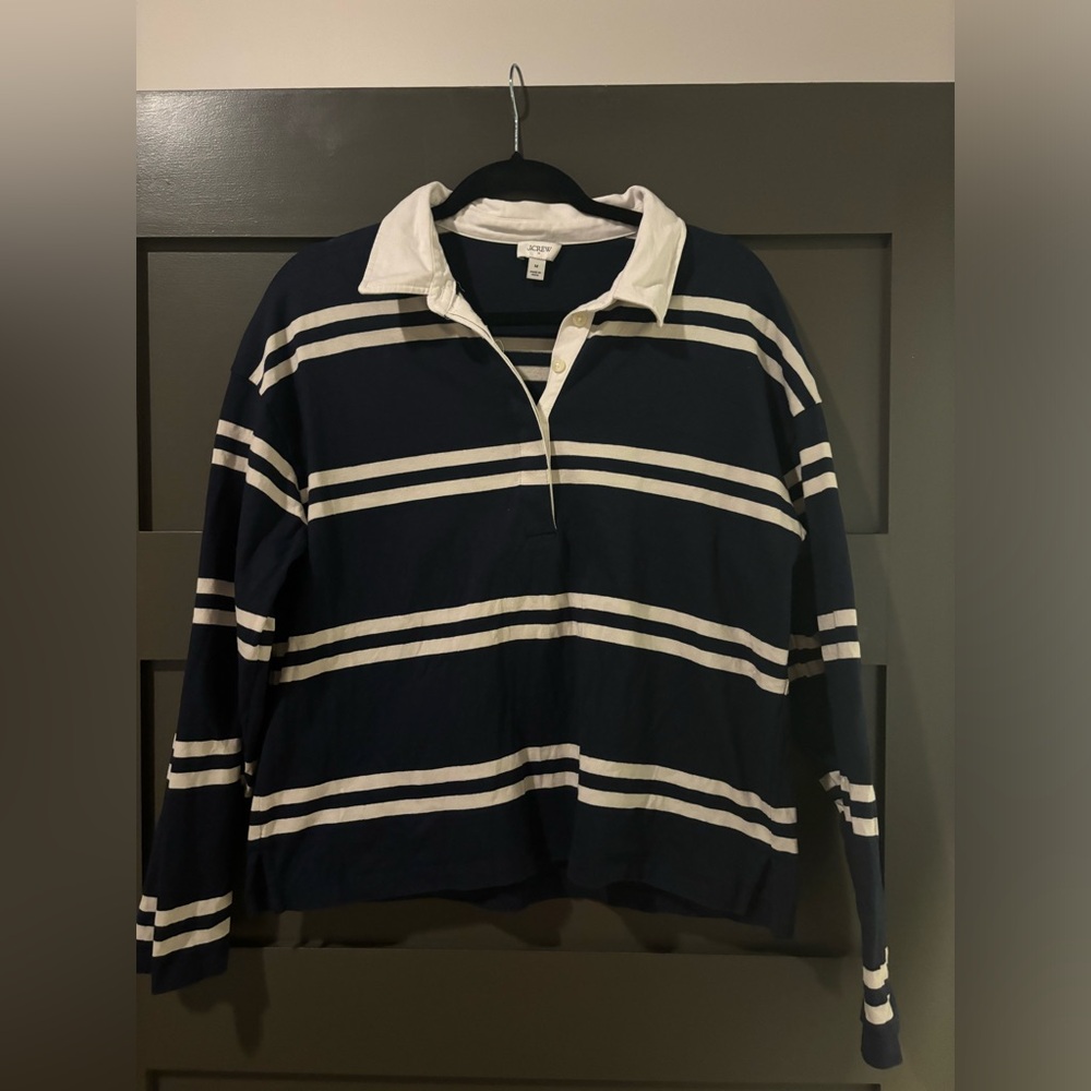 J. Crew Navy and White Polo Shirt
